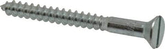 Value Collection - #14, 2-1/2" OAL, Slotted Drive, Flat Head Wood Screw - Zinc Plated Steel, Grade 2 - Benchmark Tooling