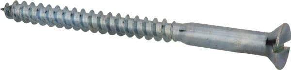 Value Collection - #18, 4" OAL, Slotted Drive, Flat Head Wood Screw - Zinc Plated Steel, Grade 2 - Benchmark Tooling