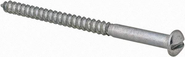 Value Collection - #6, 2" Length Under Head, Slotted Drive, Round Head Wood Screw - Zinc Plated Steel, Grade 2 - Benchmark Tooling