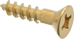 Value Collection - #12, 1" OAL, Phillips Drive, Flat Head Wood Screw - Brass - Benchmark Tooling