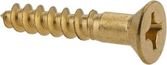 Value Collection - #12, 1-1/4" OAL, Phillips Drive, Flat Head Wood Screw - Brass - Benchmark Tooling