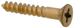 Value Collection - #12, 1-1/2" OAL, Phillips Drive, Flat Head Wood Screw - Brass - Benchmark Tooling