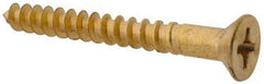 Value Collection - #12, 2" OAL, Phillips Drive, Flat Head Wood Screw - Brass - Benchmark Tooling