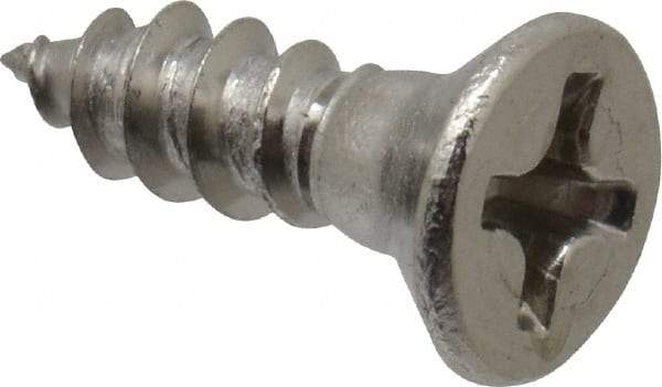 Value Collection - #6, 1/2" OAL, Phillips Drive, Flat Head Wood Screw - Stainless Steel, Grade 18-8 - Benchmark Tooling