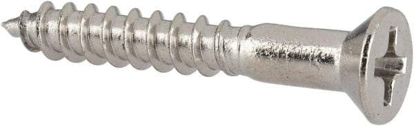Value Collection - #6, 1" OAL, Phillips Drive, Flat Head Wood Screw - Stainless Steel, Grade 18-8 - Benchmark Tooling
