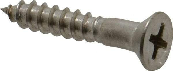 Value Collection - #8, 1" OAL, Phillips Drive, Flat Head Wood Screw - Stainless Steel, Grade 18-8 - Benchmark Tooling