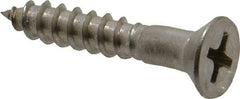 Value Collection - #8, 1" OAL, Phillips Drive, Flat Head Wood Screw - Stainless Steel, Grade 18-8 - Benchmark Tooling