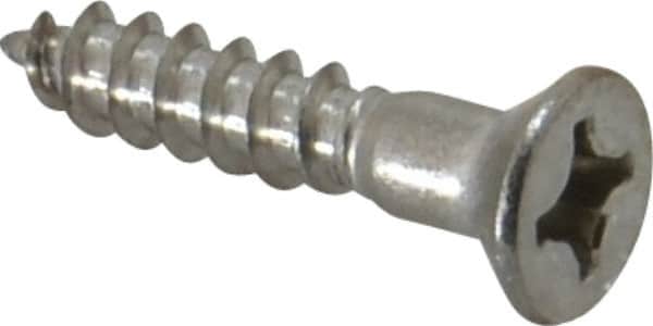 Value Collection - #10, 1" OAL, Phillips Drive, Flat Head Wood Screw - Stainless Steel, Grade 18-8 - Benchmark Tooling