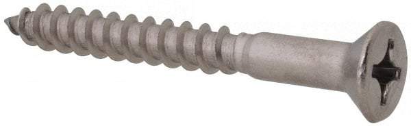 Value Collection - #10, 1-3/4" OAL, Phillips Drive, Flat Head Wood Screw - Stainless Steel, Grade 18-8 - Benchmark Tooling