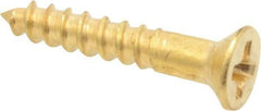 Value Collection - #2, 1/2" OAL, Phillips Drive, Flat Head Wood Screw - Brass - Benchmark Tooling