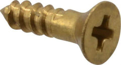Value Collection - #3, 3/8" OAL, Phillips Drive, Flat Head Wood Screw - Brass - Benchmark Tooling