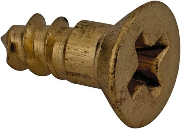 Value Collection - #6, 3/8" OAL, Phillips Drive, Flat Head Wood Screw - Brass - Benchmark Tooling