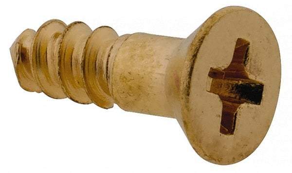 Value Collection - #6, 1/2" OAL, Phillips Drive, Flat Head Wood Screw - ASME B18.6.1, Brass - Benchmark Tooling