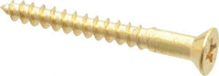 Value Collection - #6, 1-1/4" OAL, Phillips Drive, Flat Head Wood Screw - ASME B18.6.1, Brass - Benchmark Tooling