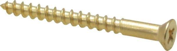 Value Collection - #6, 1-1/2" OAL, Phillips Drive, Flat Head Wood Screw - ASME B18.6.1, Brass - Benchmark Tooling