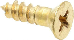 Value Collection - #8, 5/8" OAL, Phillips Drive, Flat Head Wood Screw - Brass - Benchmark Tooling