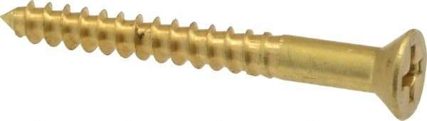 Value Collection - #8, 1-1/2" OAL, Phillips Drive, Flat Head Wood Screw - ASME B18.6.1, Brass - Benchmark Tooling