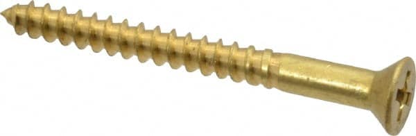 Value Collection - #8, 1-3/4" OAL, Phillips Drive, Flat Head Wood Screw - ASME B18.6.1, Brass - Benchmark Tooling
