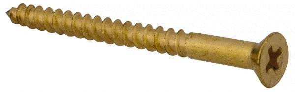 Value Collection - #8, 2" OAL, Phillips Drive, Flat Head Wood Screw - ASME B18.6.1, Brass - Benchmark Tooling