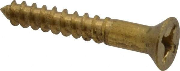 Value Collection - #10, 1-1/4" OAL, Phillips Drive, Flat Head Wood Screw - ASME B18.6.1, Brass - Benchmark Tooling