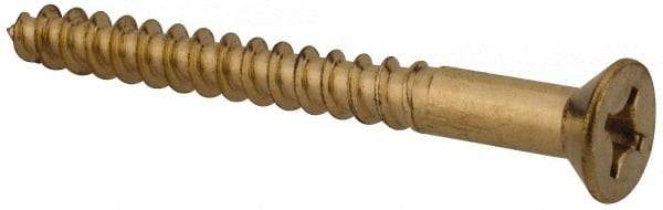 Value Collection - #10, 2" OAL, Phillips Drive, Flat Head Wood Screw - Brass - Benchmark Tooling