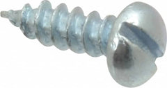 Value Collection - #4, 3/8" Length Under Head, Slotted Drive, Round Head Wood Screw - Zinc Plated Steel, Grade 2 - Benchmark Tooling