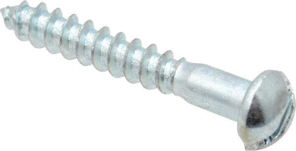 Value Collection - #4, 3/4" Length Under Head, Slotted Drive, Round Head Wood Screw - Zinc Plated Steel, Grade 2 - Benchmark Tooling