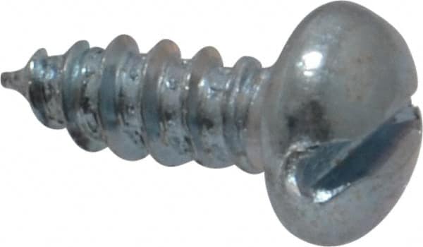 Value Collection - #6, 3/8" Length Under Head, Slotted Drive, Round Head Wood Screw - Zinc Plated Steel, Grade 2 - Benchmark Tooling