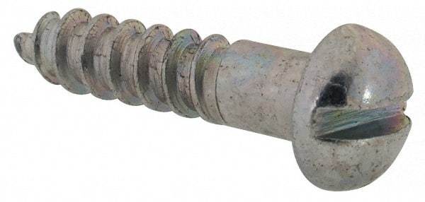 Value Collection - #6, 5/8" Length Under Head, Slotted Drive, Round Head Wood Screw - Zinc Plated Steel, Grade 2 - Benchmark Tooling
