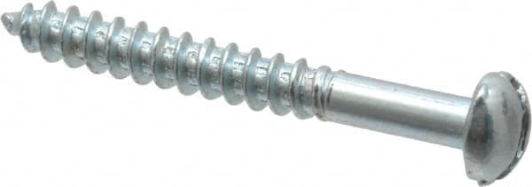 Value Collection - #6, 1-1/4" Length Under Head, Slotted Drive, Round Head Wood Screw - Zinc Plated Steel, Grade 2 - Benchmark Tooling