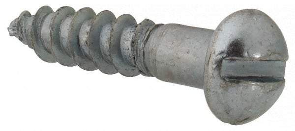 Value Collection - #7, 3/4" Length Under Head, Slotted Drive, Round Head Wood Screw - Zinc Plated Steel, Grade 2 - Benchmark Tooling
