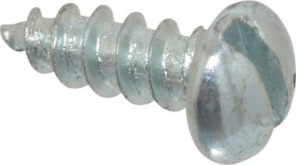 Value Collection - #8, 1/2" Length Under Head, Slotted Drive, Round Head Wood Screw - Zinc Plated Steel, Grade 2 - Benchmark Tooling