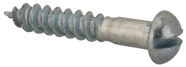 Value Collection - #8, 1" Length Under Head, Slotted Drive, Round Head Wood Screw - Zinc Plated Steel, Grade 2 - Benchmark Tooling
