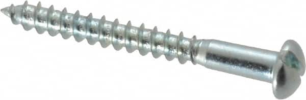 Value Collection - #8, 1-1/2" Length Under Head, Slotted Drive, Round Head Wood Screw - Zinc Plated Steel, Grade 2 - Benchmark Tooling