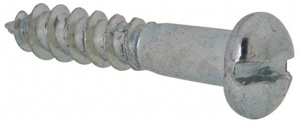 Value Collection - #10, 1" Length Under Head, Slotted Drive, Round Head Wood Screw - Zinc Plated Steel, Grade 2 - Benchmark Tooling