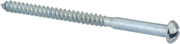 Value Collection - #10, 3" Length Under Head, Slotted Drive, Round Head Wood Screw - Zinc Plated Steel, Grade 2 - Benchmark Tooling