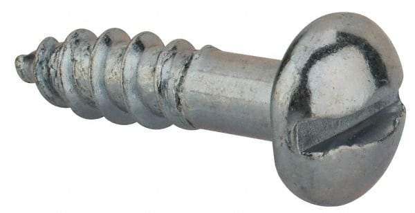 Value Collection - #14, 1" Length Under Head, Slotted Drive, Round Head Wood Screw - Zinc Plated Steel, Grade 2 - Benchmark Tooling