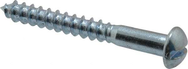 Value Collection - #14, 2" Length Under Head, Slotted Drive, Round Head Wood Screw - Zinc Plated Steel, Grade 2 - Benchmark Tooling