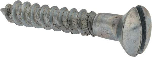 Value Collection - #10, 1-1/4" Length Under Head, Slotted Drive, Oval Head Wood Screw - ASME B18.6.1, Zinc Plated Steel, Grade 2 - Benchmark Tooling