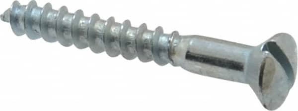 Value Collection - #10, 1-1/2" Length Under Head, Slotted Drive, Oval Head Wood Screw - ASME B18.6.1, Zinc Plated Steel, Grade 2 - Benchmark Tooling
