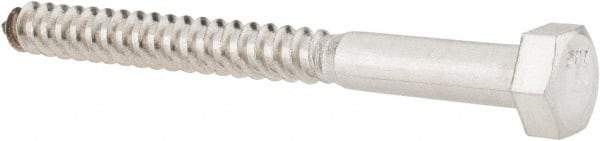 Value Collection - 5/16" Screw, 3-1/2" Length Under Head, Stainless Steel, Hex Head Lag Screw - Grade 18-8, Uncoated - Benchmark Tooling