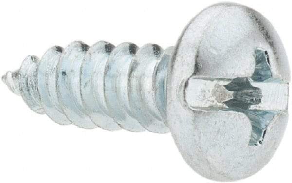 Value Collection - #8 Pan Head Slotted Phillips Sheet Metal Screw - Steel, 1/2" Length Under Head, Grade 2 - Benchmark Tooling