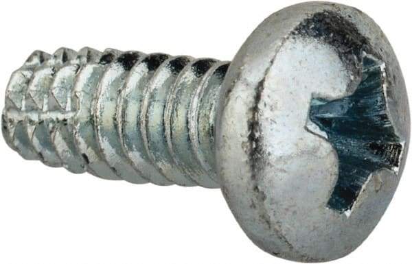 Value Collection - #6-32 UNC Thread, 3/8" Length Under Head, Phillips Drive Steel Thread Cutting Screw - Pan Head, Grade 2, Point Type F, Zinc-Plated Finish - Benchmark Tooling