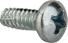 Value Collection - #6-32 UNC Thread, 3/8" Length Under Head, Phillips Drive Steel Thread Cutting Screw - Pan Head, Grade 2, Point Type F, Zinc-Plated Finish - Benchmark Tooling