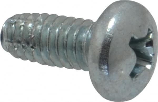 Value Collection - #8-32 UNC Thread, 3/8" Length Under Head, Phillips Drive Steel Thread Cutting Screw - Pan Head, Grade 2, Point Type F, Zinc-Plated Finish - Benchmark Tooling