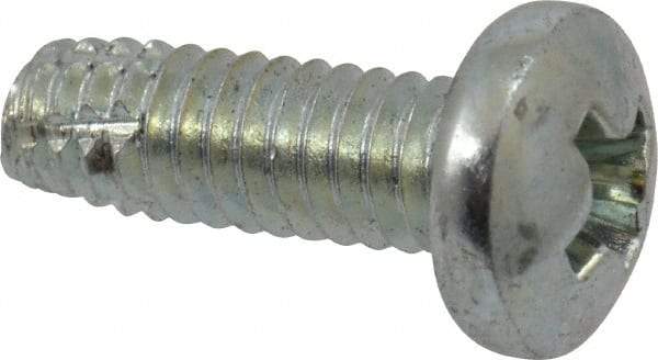 Value Collection - #8-32 UNC Thread, 1/2" Length Under Head, Phillips Drive Steel Thread Cutting Screw - Pan Head, Grade 2, Point Type F, Zinc-Plated Finish - Benchmark Tooling
