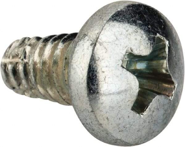 Value Collection - #10-24 UNC Thread, 3/8" Length Under Head, Phillips Drive Steel Thread Cutting Screw - Pan Head, Grade 2, Point Type F, Zinc-Plated Finish - Benchmark Tooling