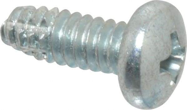 Value Collection - #10-24 UNC Thread, 1/2" Length Under Head, Phillips Drive Steel Thread Cutting Screw - Pan Head, Grade 2, Point Type F, Zinc-Plated Finish - Benchmark Tooling