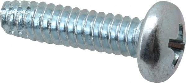 Value Collection - #10-24 UNC Thread, 3/4" Length Under Head, Phillips Drive Steel Thread Cutting Screw - Pan Head, Grade 2, Point Type F, Zinc-Plated Finish - Benchmark Tooling