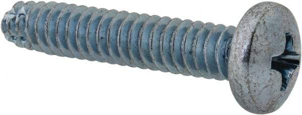 Value Collection - #10-24 UNC Thread, 1" Length Under Head, Phillips Drive Steel Thread Cutting Screw - Pan Head, Grade 2, Point Type F, Zinc-Plated Finish - Benchmark Tooling